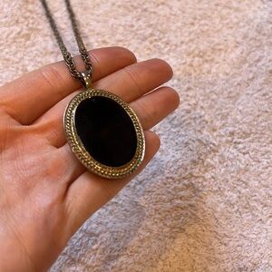 Elegant Black Oval Pendant Necklace